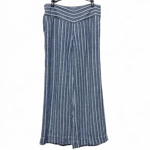 C EST. 1946 Linen Blend Blue and White Stripe Wide Leg Pull On Pants Size Medium
